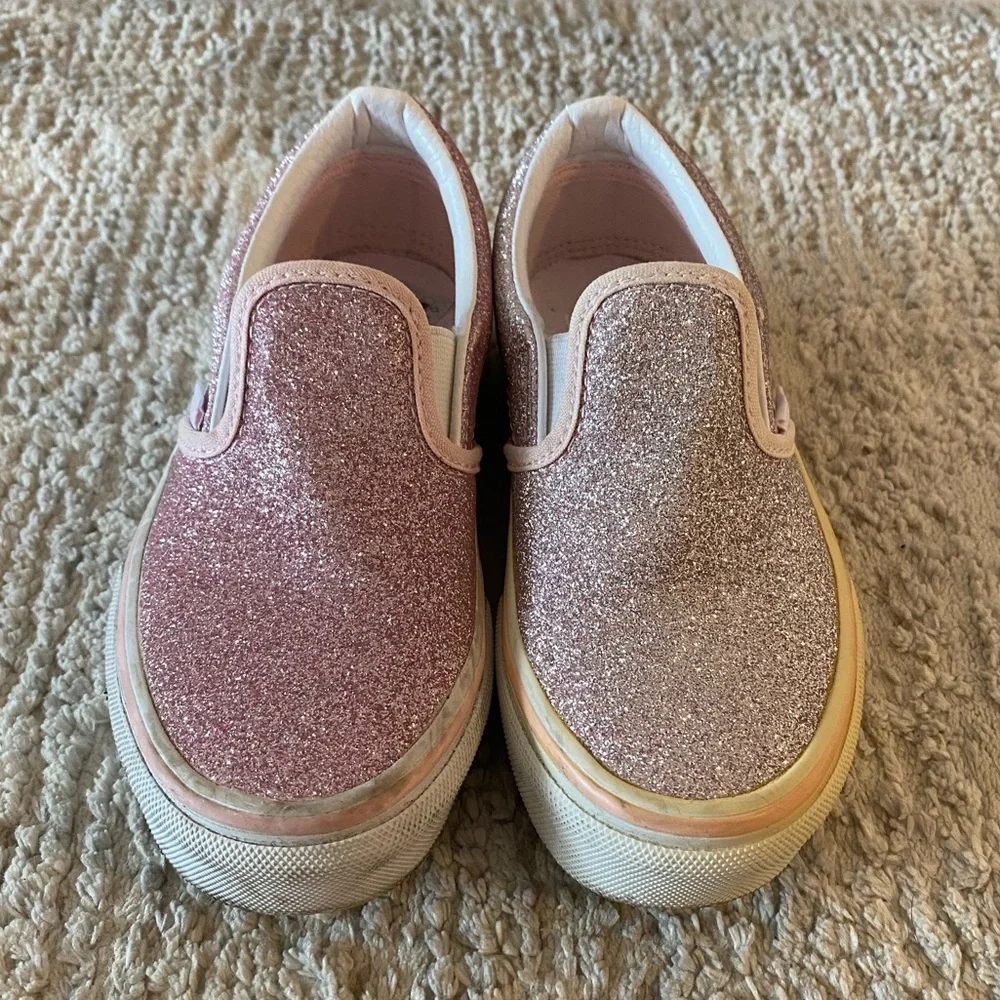Vans Classic Slip On Pink Glitter Shoes Girl's Size 12